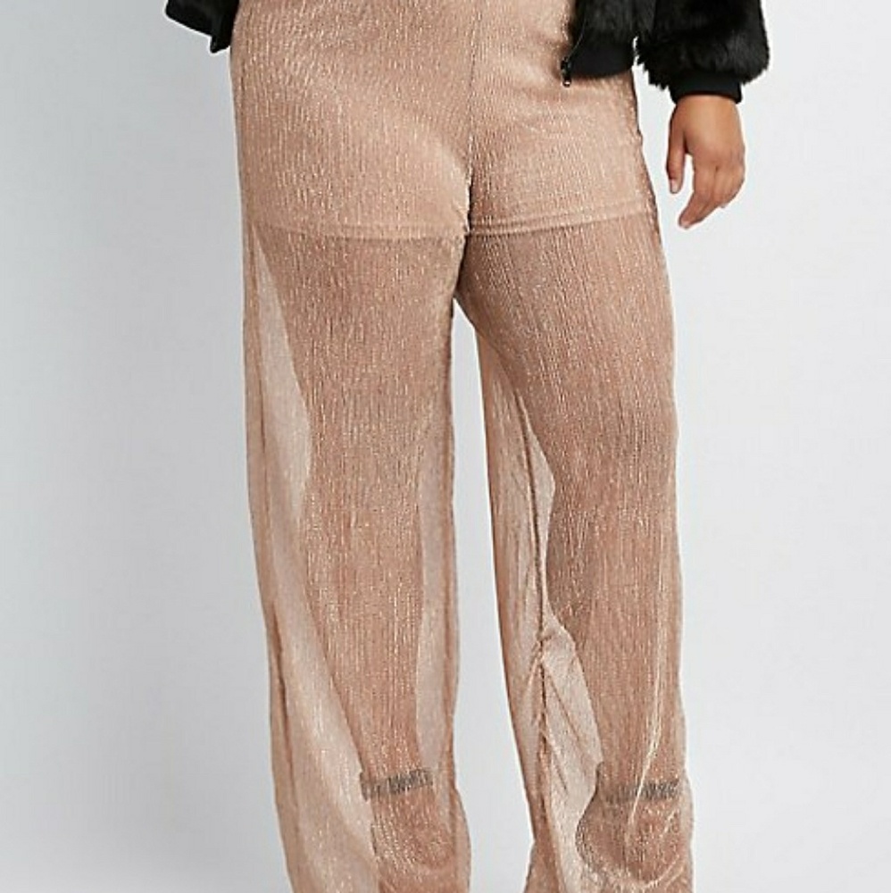 Rose gold mesh pants